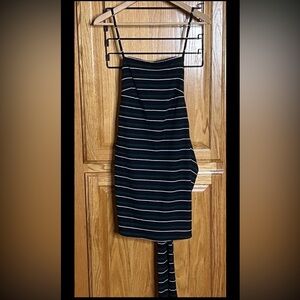 Olivaceous Mini Tank Top Wrap Dress Women’s Small Navy Green Striped Beach Vacay